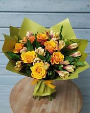 Букет цветов из:  Альстромерии и Розы #REPLACE_PRED# Барсово