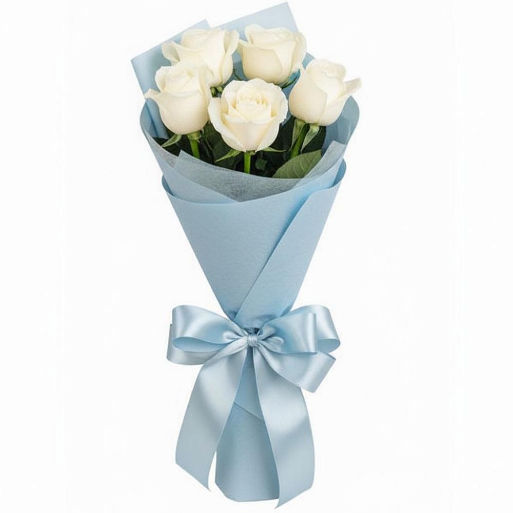Букет 5 Белых роз Проуд в Барсово