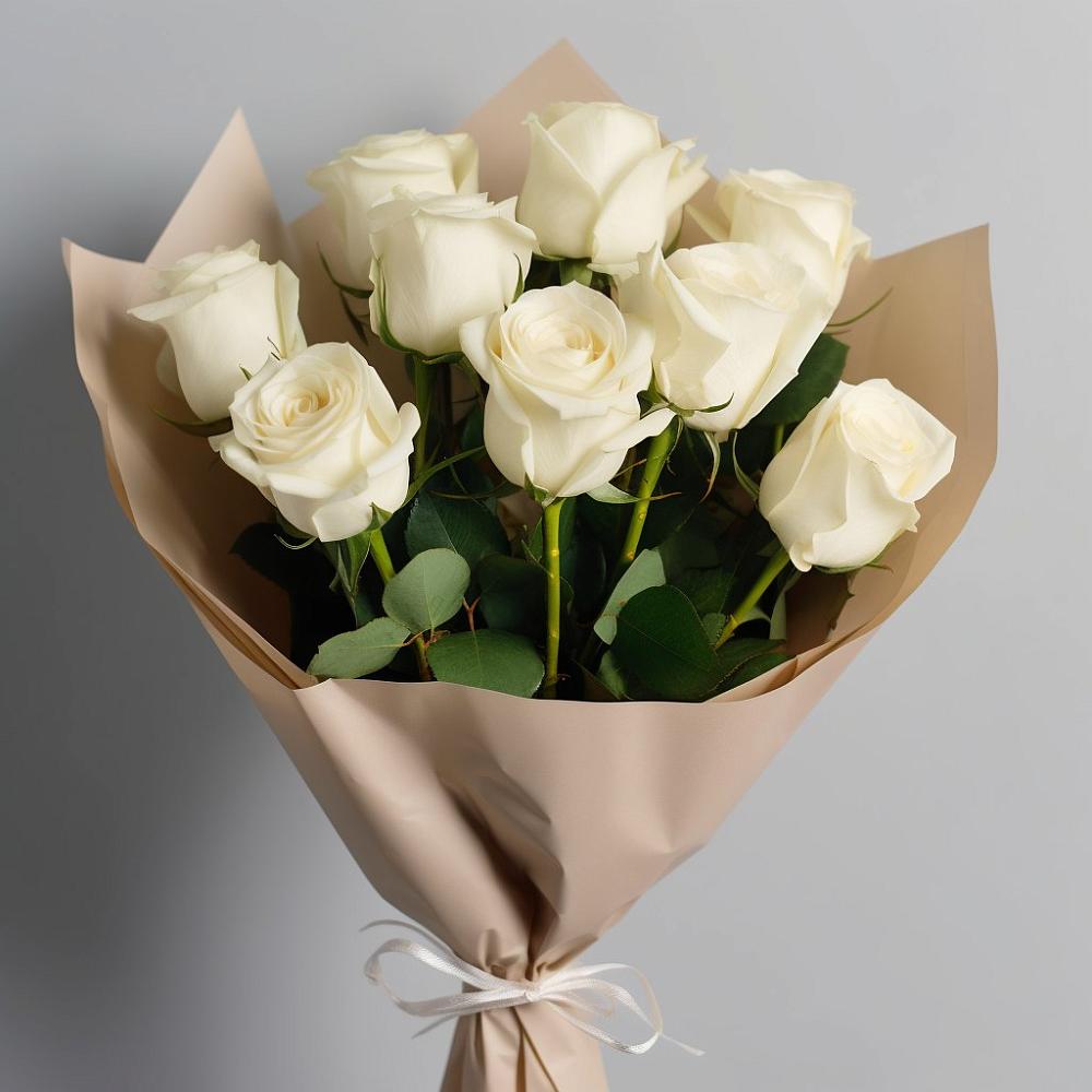 Букет 9 Белых роз Эдлесс Лав в Барсово