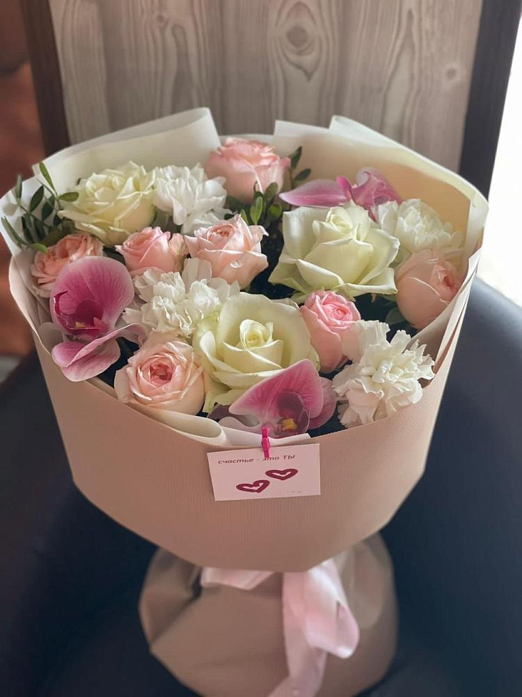 Букет цветов из: Орхидеи, Розы и Гвоздики в Барсово