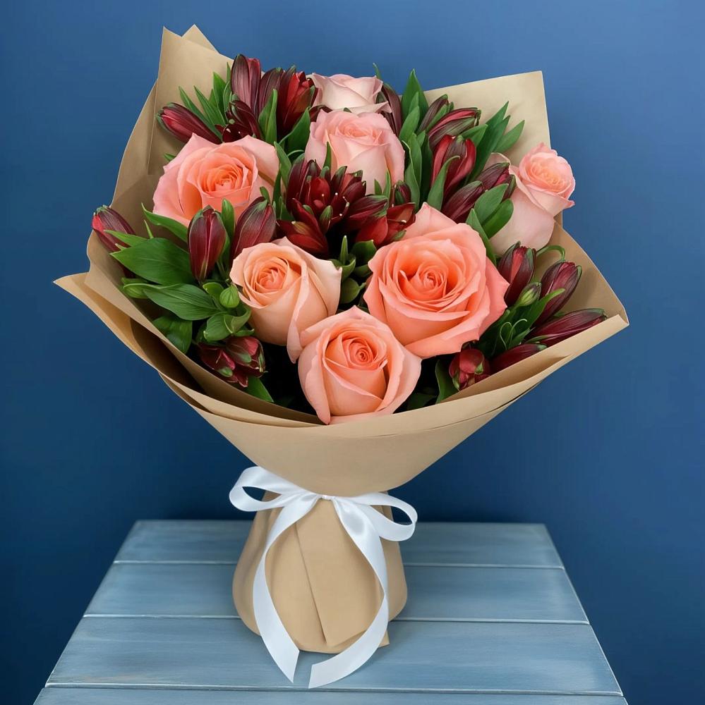 Букет цветов из: Розы и Альстромерии в Барсово