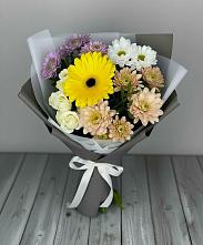 Букет цветов из:  Розы, Герберы и Хризантемы в Барсово