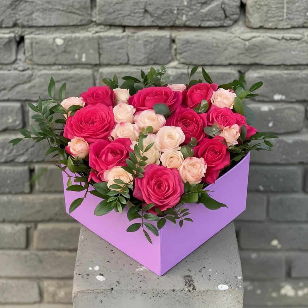 Цветочная композиция из Розы в коробке в Барсово