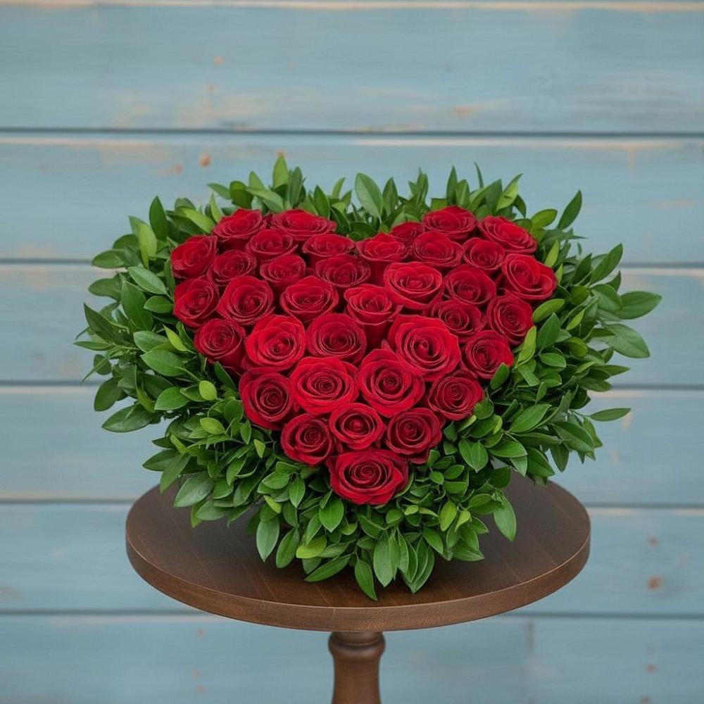 Цветочная композиция из Розы в виде сердца в Барсово