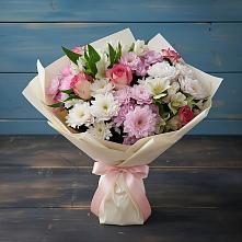 Букет цветов из:  Хризантемы, Альстромерии и Розы в Барсово