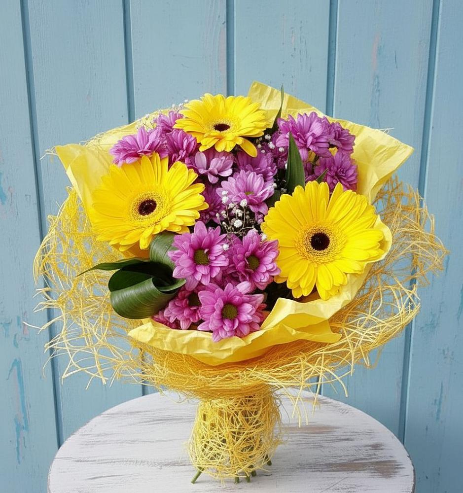 Букет цветов из: Хризантемы и Герберы в Барсово