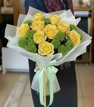 Букет цветов из:  Хризантемы и Розы в Барсово