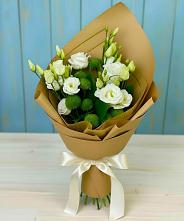 Букет цветов из:  Хризантемы и Лизиантусы в Барсово