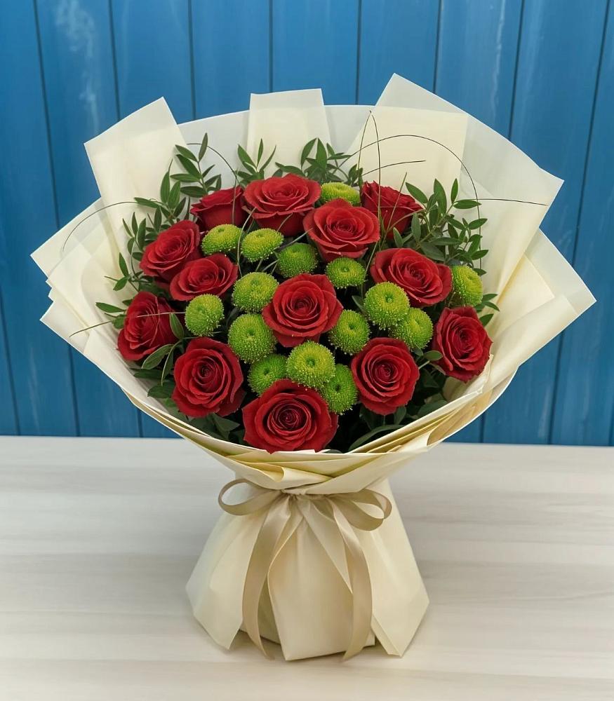 Букет цветов из: Розы и Хризантемы в Барсово