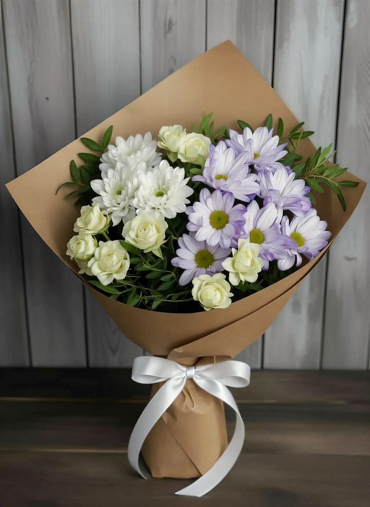 Букет цветов из: Хризантемы и Розы в Барсово