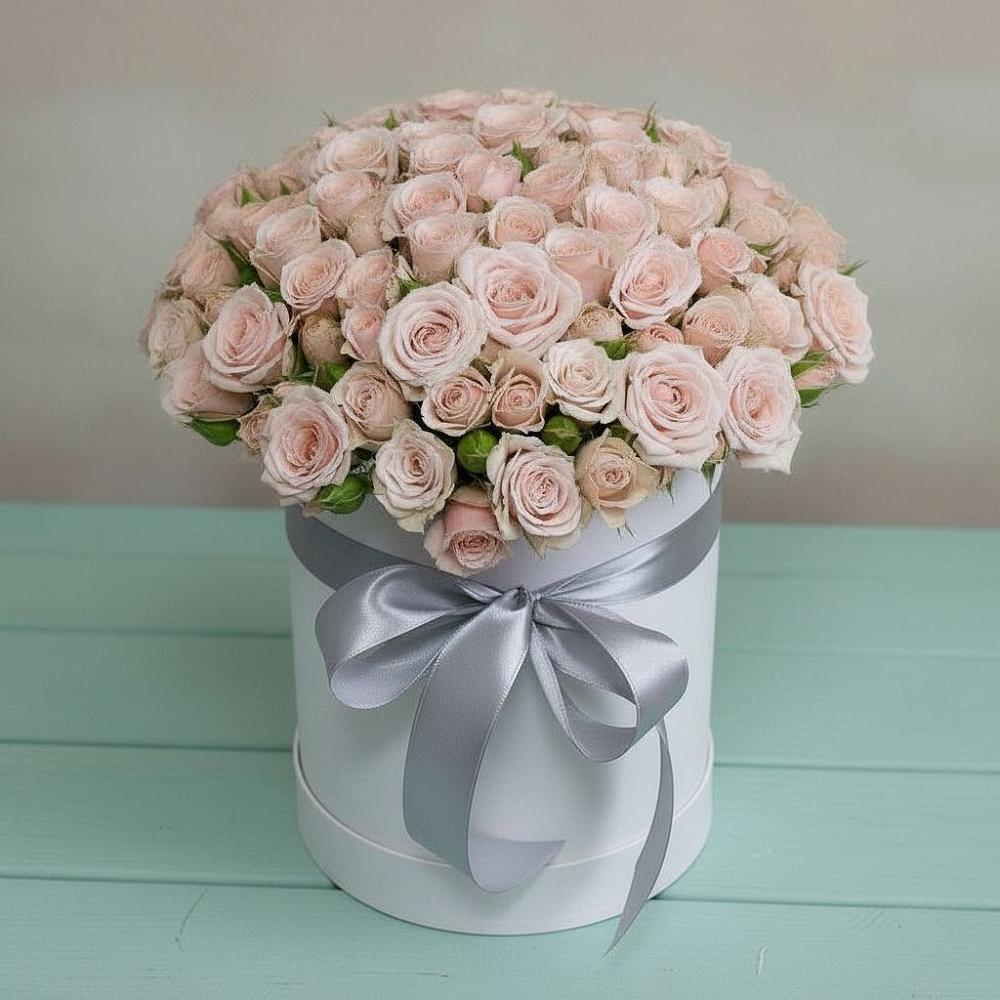 Цветочная композиция из Розы в шляпной коробке в Барсово